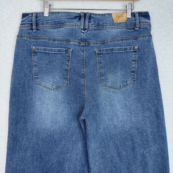 Curve Appeal Jeans High Rise Wide Leg 16/33 Hampton Blue Tummy Tucking Tech NWT - Picture 9 of 16